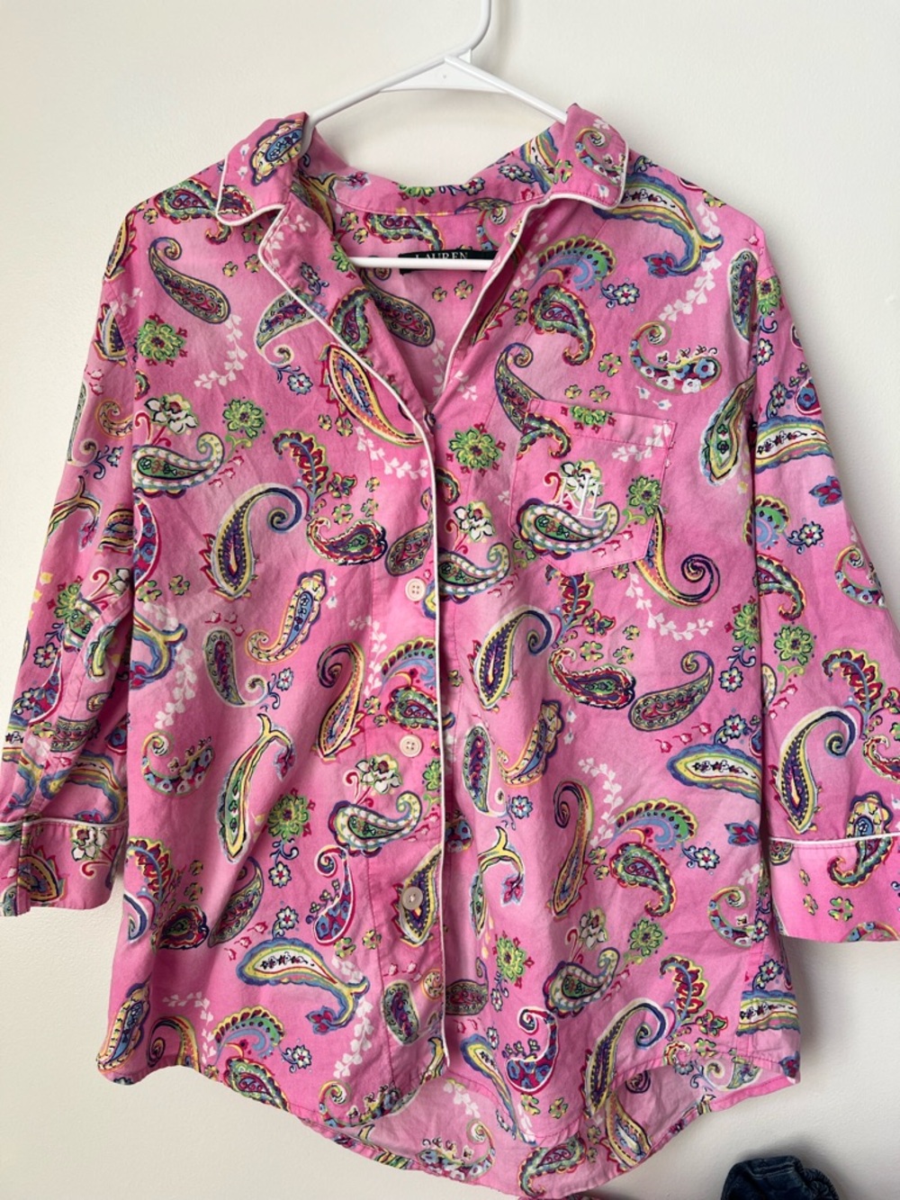Ralph Lauren Double RL Pink Paisley Button-Down with Embroidered Logo